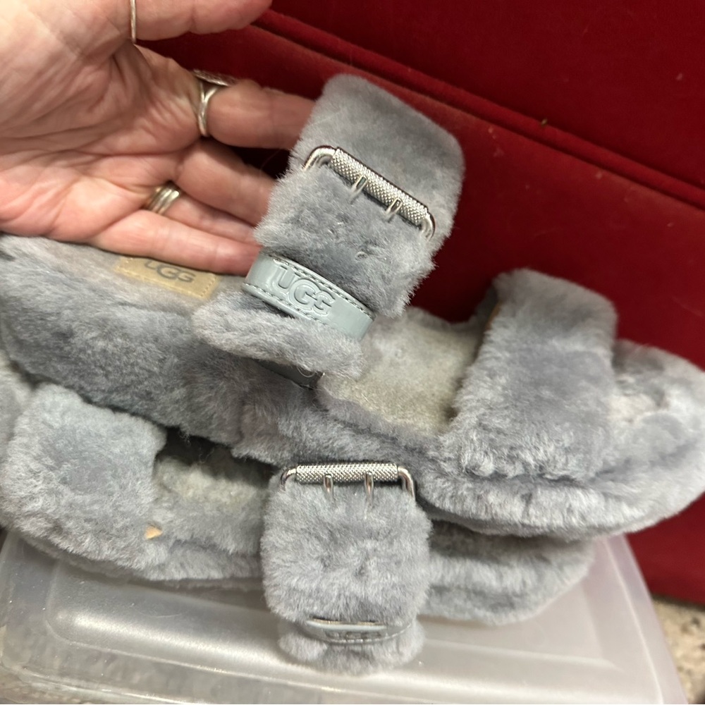 UGG Gray Fuzzy Sandals